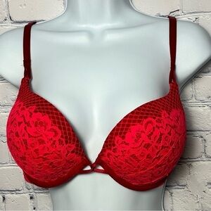 VS sexy fire engine red lace super push-up bra 36/C
